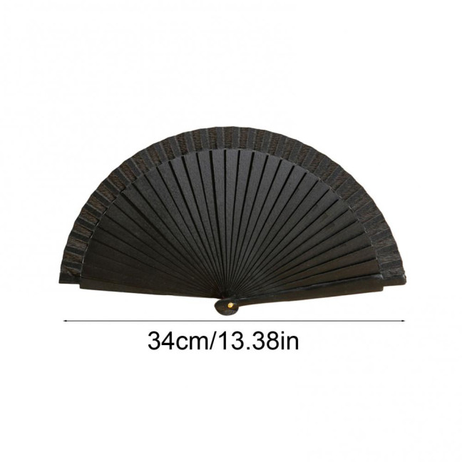 Solid Color Wooden Folding Fan Portable Summer Handheld Cooling Fan Decoration Dance Performance Props Party Costume Accessories 