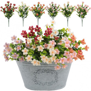  Artificial Flowers Bunch UV Resistant Artificial Plants Outdoor Faux Flowers Greenery Shrubs for Indoor Vase Outside Window Box Garden Patio Decor