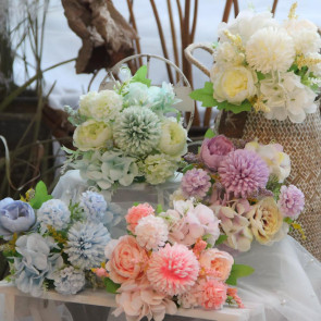  2 Pcs Artificial Flowers Bundle Faux Hydrangea Peony Long-lasting Simulated Flowers for Home Flower Arrangements Wedding Decoration