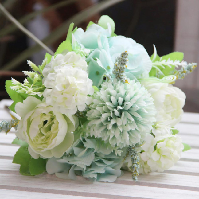  2 Pcs Artificial Flowers Bundle Faux Hydrangea Peony Long-lasting Simulated Flowers for Home Flower Arrangements Wedding Decoration