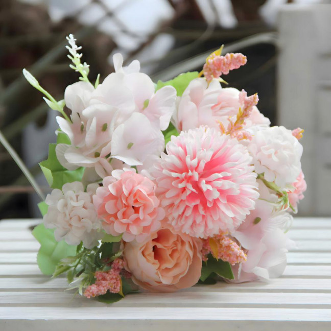  2 Pcs Artificial Flowers Bundle Faux Hydrangea Peony Long-lasting Simulated Flowers for Home Flower Arrangements Wedding Decoration
