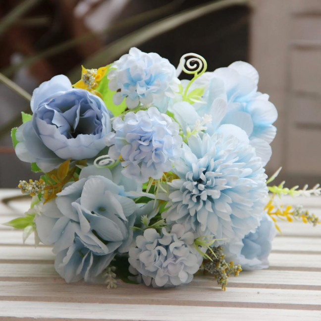  2 Pcs Artificial Flowers Bundle Faux Hydrangea Peony Long-lasting Simulated Flowers for Home Flower Arrangements Wedding Decoration