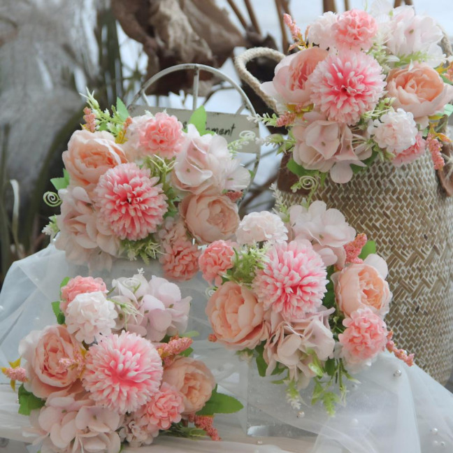  2 Pcs Artificial Flowers Bundle Faux Hydrangea Peony Long-lasting Simulated Flowers for Home Flower Arrangements Wedding Decoration