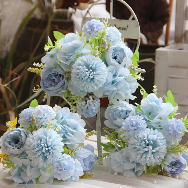  2 Pcs Artificial Flowers Bundle Faux Hydrangea Peony Long-lasting Simulated Flowers for Home Flower Arrangements Wedding Decoration