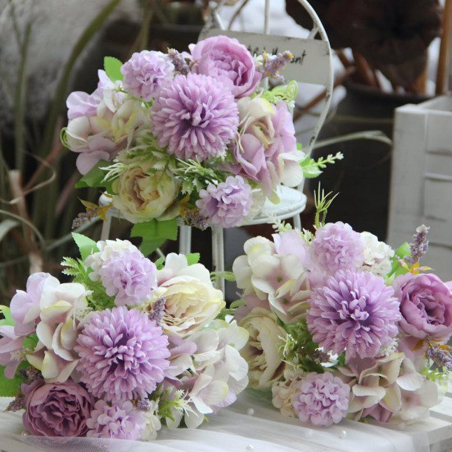  2 Pcs Artificial Flowers Bundle Faux Hydrangea Peony Long-lasting Simulated Flowers for Home Flower Arrangements Wedding Decoration