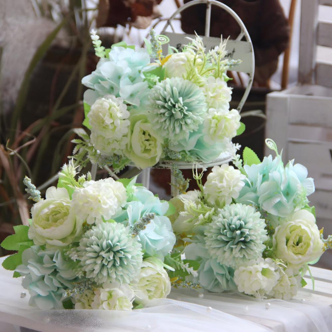  2 Pcs Artificial Flowers Bundle Faux Hydrangea Peony Long-lasting Simulated Flowers for Home Flower Arrangements Wedding Decoration