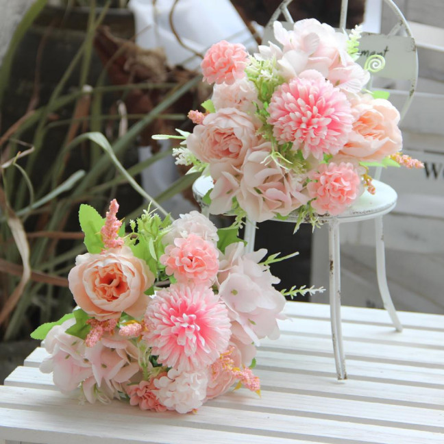  2 Pcs Artificial Flowers Bundle Faux Hydrangea Peony Long-lasting Simulated Flowers for Home Flower Arrangements Wedding Decoration