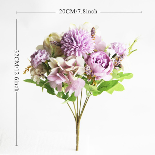  2 Pcs Artificial Flowers Bundle Faux Hydrangea Peony Long-lasting Simulated Flowers for Home Flower Arrangements Wedding Decoration