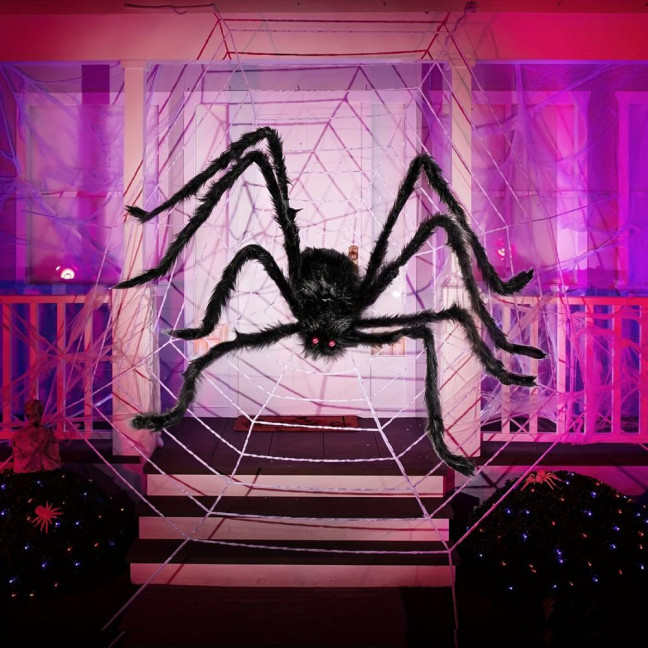 Halloween Giant Fake Spider Large Hairy Spider Decoration Scary Huge Furry Spider Prop Realistic Insect Toy for Halloween Party Yard Decor