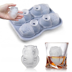 Ice Cube Mold with Funnel-Shaped Lids Food-Grade Silicone Penguin Owl Ice Cube Tray Animal Ice Cube Maker
