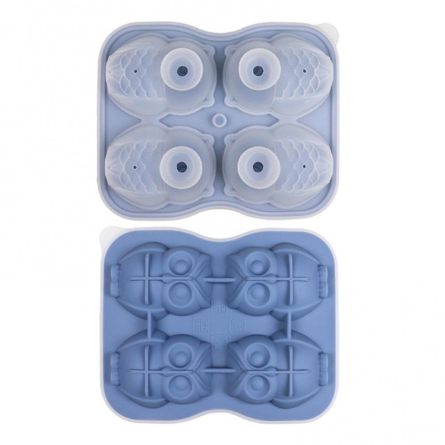 Ice Cube Mold with Funnel-Shaped Lids Food-Grade Silicone Penguin Owl Ice Cube Tray Animal Ice Cube Maker