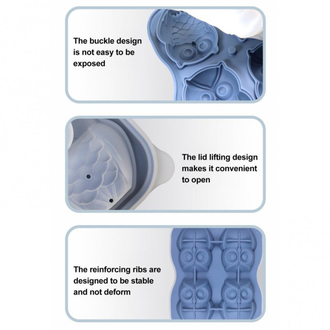 Ice Cube Mold with Funnel-Shaped Lids Food-Grade Silicone Penguin Owl Ice Cube Tray Animal Ice Cube Maker