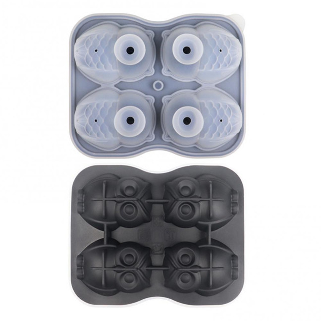 Ice Cube Mold with Funnel-Shaped Lids Food-Grade Silicone Penguin Owl Ice Cube Tray Animal Ice Cube Maker