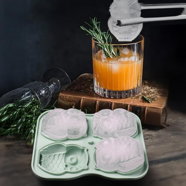 Ice Cube Mold with Funnel-Shaped Lids Food-Grade Silicone Penguin Owl Ice Cube Tray Animal Ice Cube Maker