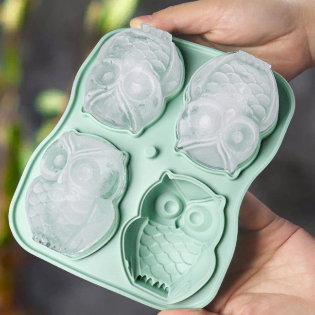 Ice Cube Mold with Funnel-Shaped Lids Food-Grade Silicone Penguin Owl Ice Cube Tray Animal Ice Cube Maker