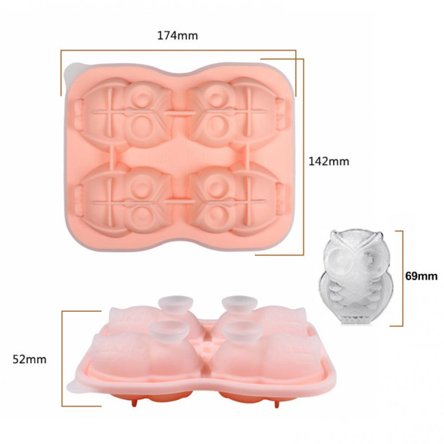 Ice Cube Mold with Funnel-Shaped Lids Food-Grade Silicone Penguin Owl Ice Cube Tray Animal Ice Cube Maker