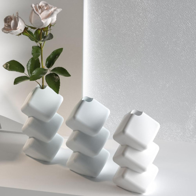 1 Set DIY Flower Vase Silicone Mold Handmade Stacking Cube Decorative Vase Epoxy Resin Casting Mold Vase Crafts Making Gypsum Cement Mold 