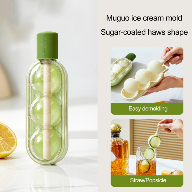 3Pcs Creative Popsicle Ice Mold with Straw Haws Shape Ice Cream Mold Refrigerator Ice Cube Tray for Homemade DIY Desserts Cocktail 