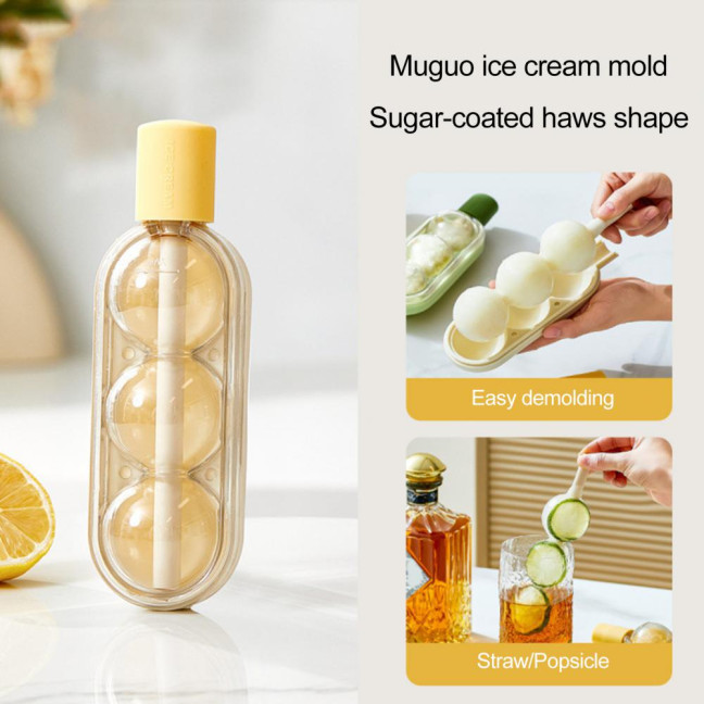 3Pcs Creative Popsicle Ice Mold with Straw Haws Shape Ice Cream Mold Refrigerator Ice Cube Tray for Homemade DIY Desserts Cocktail 
