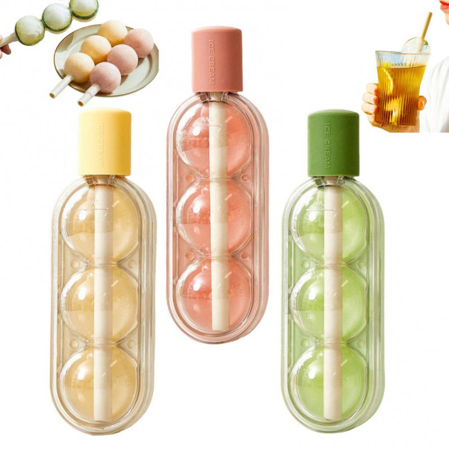 3Pcs Creative Popsicle Ice Mold with Straw Haws Shape Ice Cream Mold Refrigerator Ice Cube Tray for Homemade DIY Desserts Cocktail 