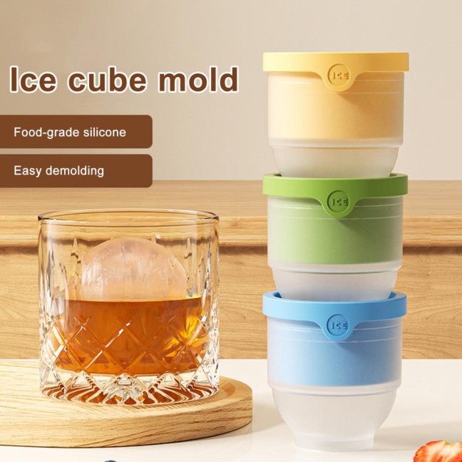 4Pcs Silicone Ice Ball Mold Round Ice Cube Tray BPA-free Easy Release Sphere Ice Maker for Whiskey Cocktails