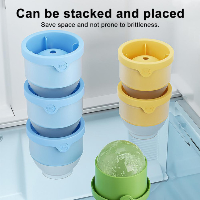 4Pcs Silicone Ice Ball Mold Round Ice Cube Tray BPA-free Easy Release Sphere Ice Maker for Whiskey Cocktails