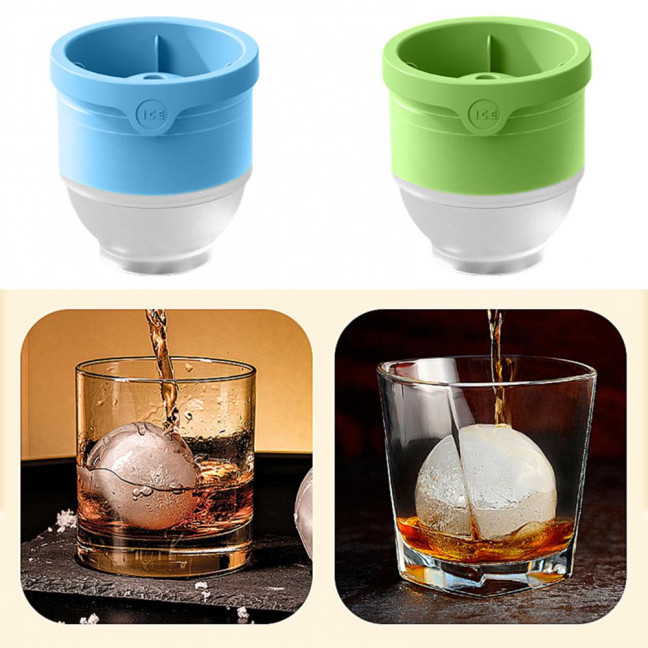 4Pcs Silicone Ice Ball Mold Round Ice Cube Tray BPA-free Easy Release Sphere Ice Maker for Whiskey Cocktails
