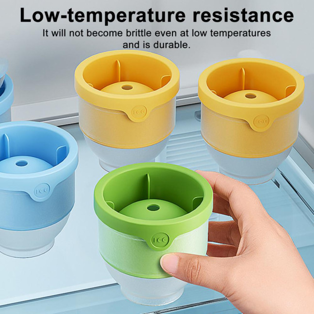 4Pcs Silicone Ice Ball Mold Round Ice Cube Tray BPA-free Easy Release Sphere Ice Maker for Whiskey Cocktails