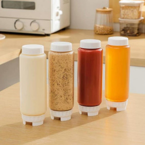 Honey Dispenser Squeeze Bottle BPA-Free Salad Dressing Dispenser Reusable Syrup Container for Portion Control