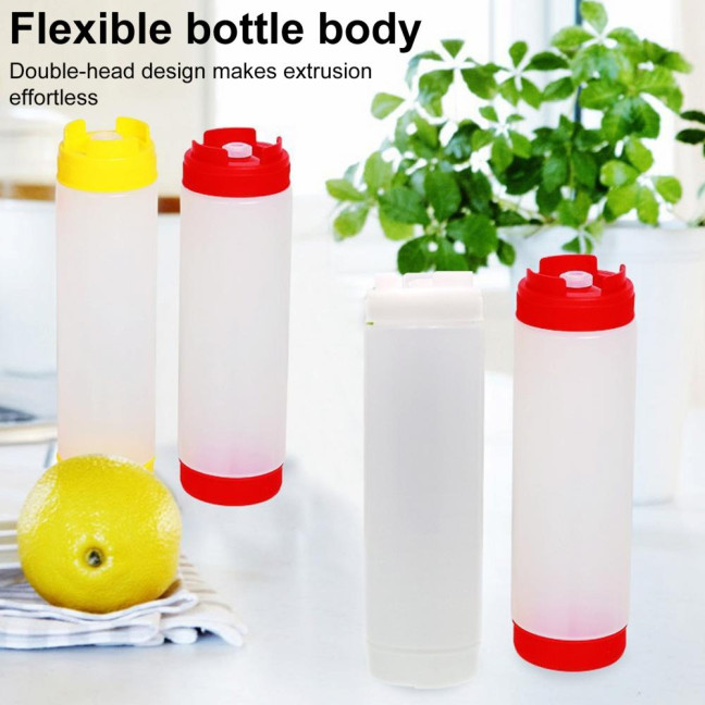 Honey Dispenser Squeeze Bottle BPA-Free Salad Dressing Dispenser Reusable Syrup Container for Portion Control