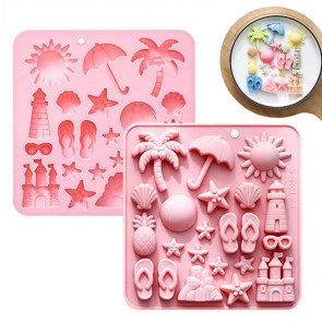 2Pcs Silicone Chocolate Baking Mold Summer Ocean Theme Shell Starfish Conch Jelly Molds Candy Making Supplies