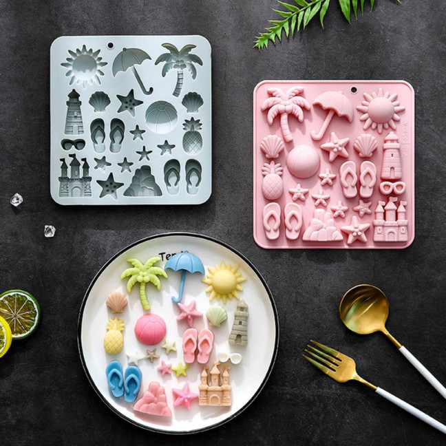 2Pcs Silicone Chocolate Baking Mold Summer Ocean Theme Shell Starfish Conch Jelly Molds Candy Making Supplies 2Pcs Silicone Chocolate Baking Mold Summer Ocean Theme Shell Starfish Conch Jelly Molds Candy Making Supplies