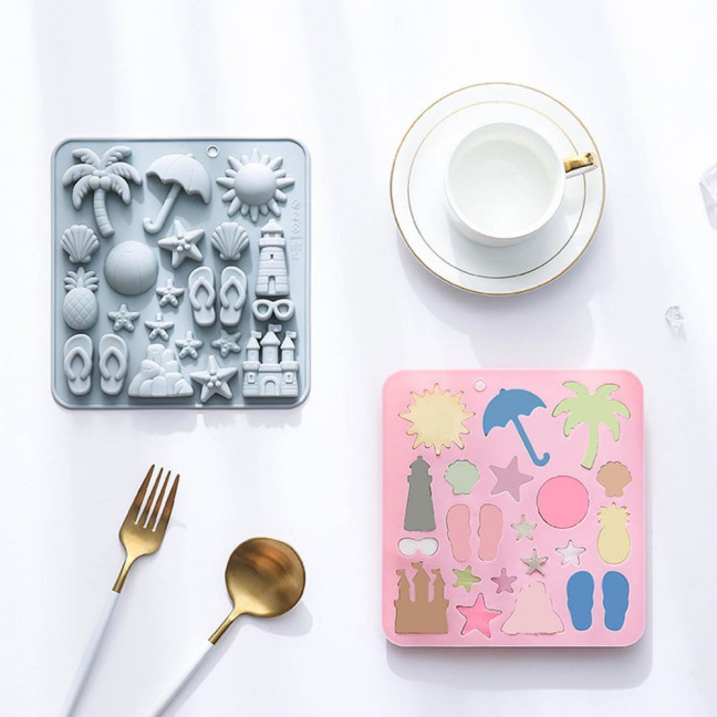 2Pcs Silicone Chocolate Baking Mold Summer Ocean Theme Shell Starfish Conch Jelly Molds Candy Making Supplies 2Pcs Silicone Chocolate Baking Mold Summer Ocean Theme Shell Starfish Conch Jelly Molds Candy Making Supplies