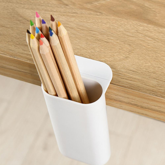 Desktop Storage Box Pen Holder Large Capacity Self Adhesive Simple Installation Pencil Storage Box Table Stationery Organizer