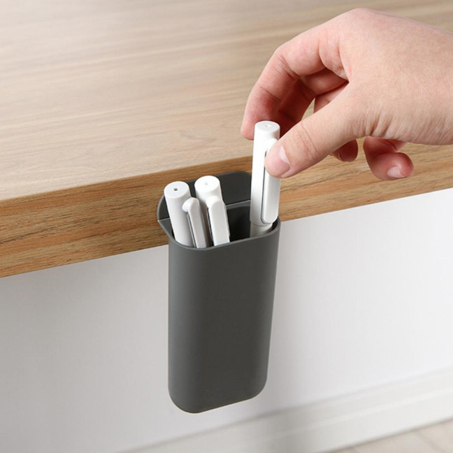 Desktop Storage Box Pen Holder Large Capacity Self Adhesive Simple Installation Pencil Storage Box Table Stationery Organizer