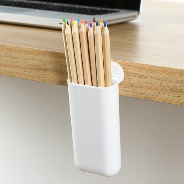 Desktop Storage Box Pen Holder Large Capacity Self Adhesive Simple Installation Pencil Storage Box Table Stationery Organizer
