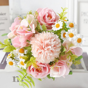 2 Pcs Faux Flower Bunch Simulated Daisies Realistic Hydrangea Roses Artificial Flowers for Home Wedding Decoration Photography Props