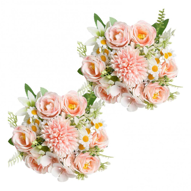 2 Pcs Faux Flower Bunch Simulated Daisies Realistic Hydrangea Roses Artificial Flowers for Home Wedding Decoration Photography Props 2 Pcs Faux Flower Bunch Simulated Daisies Realistic Hydrangea Roses Artificial Flowers for Home Wedding Decoration Photography Props