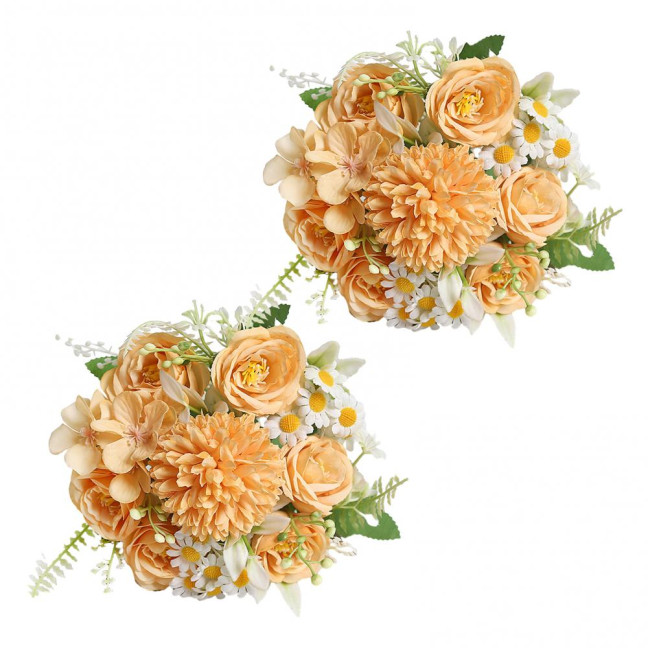 2 Pcs Faux Flower Bunch Simulated Daisies Realistic Hydrangea Roses Artificial Flowers for Home Wedding Decoration Photography Props 2 Pcs Faux Flower Bunch Simulated Daisies Realistic Hydrangea Roses Artificial Flowers for Home Wedding Decoration Photography Props