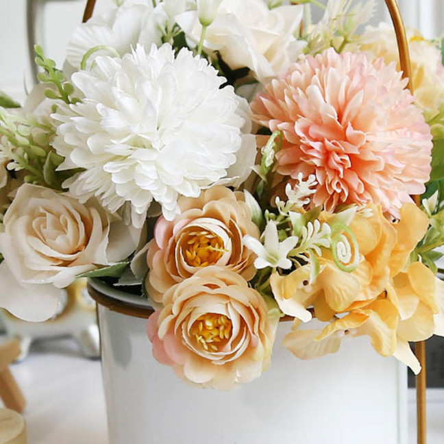 2 Pcs Faux Flower Bunch Simulated Daisies Realistic Hydrangea Roses Artificial Flowers for Home Wedding Decoration Photography Props 2 Pcs Faux Flower Bunch Simulated Daisies Realistic Hydrangea Roses Artificial Flowers for Home Wedding Decoration Photography Props