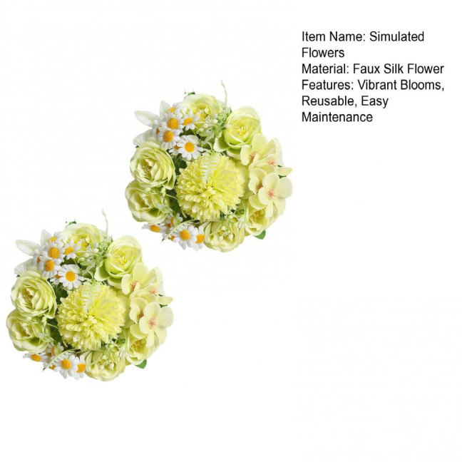 2 Pcs Faux Flower Bunch Simulated Daisies Realistic Hydrangea Roses Artificial Flowers for Home Wedding Decoration Photography Props 2 Pcs Faux Flower Bunch Simulated Daisies Realistic Hydrangea Roses Artificial Flowers for Home Wedding Decoration Photography Props