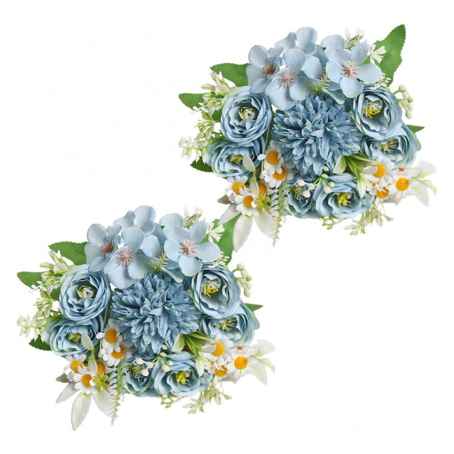 2 Pcs Faux Flower Bunch Simulated Daisies Realistic Hydrangea Roses Artificial Flowers for Home Wedding Decoration Photography Props 2 Pcs Faux Flower Bunch Simulated Daisies Realistic Hydrangea Roses Artificial Flowers for Home Wedding Decoration Photography Props