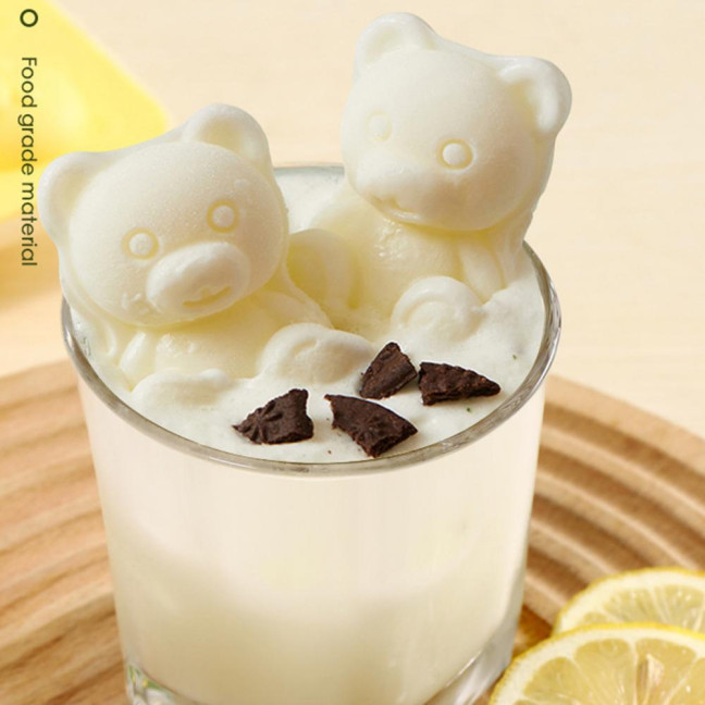 3Pcs Bear Shaped Ice Cube Trays Food-Grade Silicone Ice Mold for Whiskey Cocktails Coffee Juice Easy Release Creative Ice Cube Maker