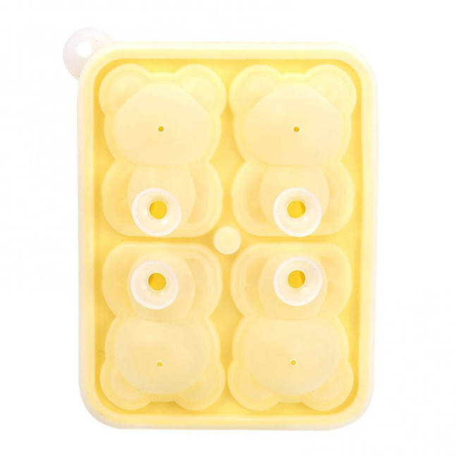 3Pcs Bear Shaped Ice Cube Trays Food-Grade Silicone Ice Mold for Whiskey Cocktails Coffee Juice Easy Release Creative Ice Cube Maker