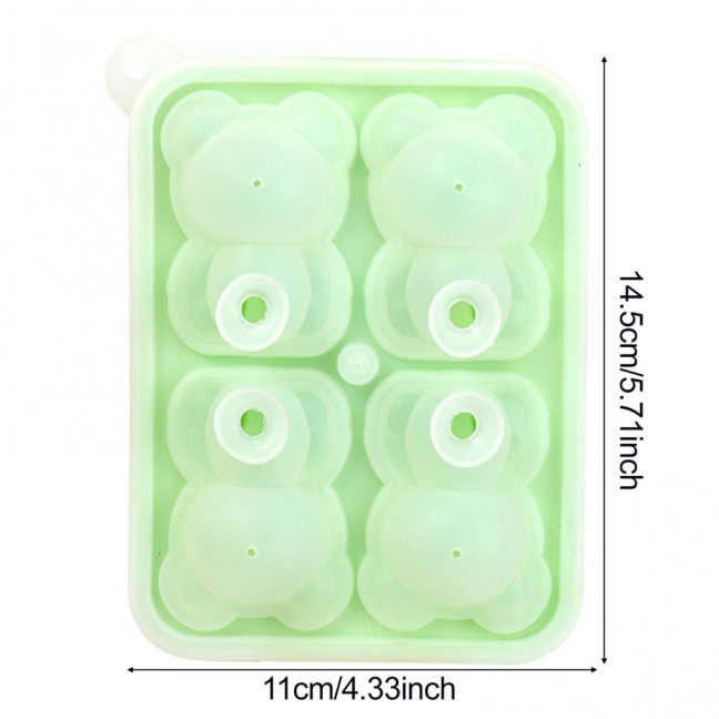 3Pcs Bear Shaped Ice Cube Trays Food-Grade Silicone Ice Mold for Whiskey Cocktails Coffee Juice Easy Release Creative Ice Cube Maker