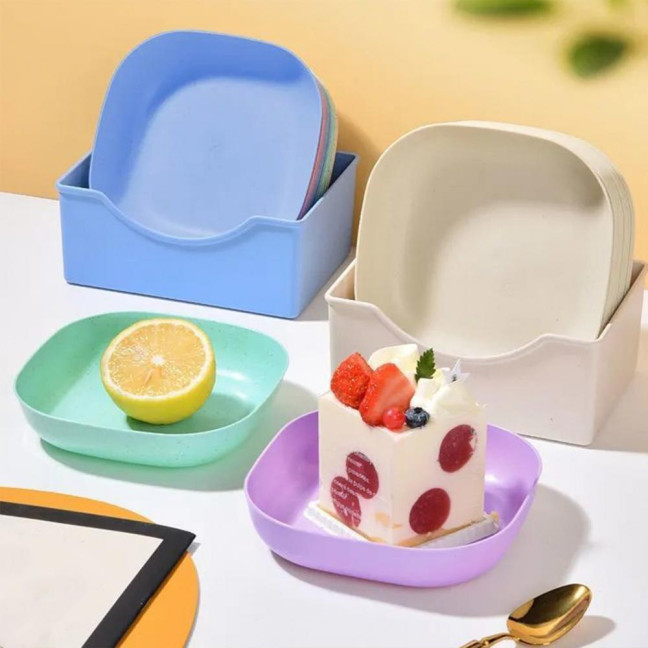 10Pcs Bone Spitting Plate with Stand Plastic Snack Tray for Candy Fruit Cookie Cake Kitchen Accessories