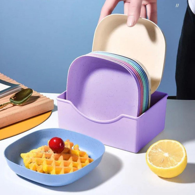 10Pcs Bone Spitting Plate with Stand Plastic Snack Tray for Candy Fruit Cookie Cake Kitchen Accessories