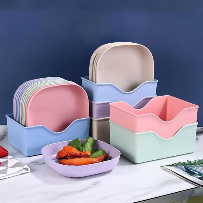 10Pcs Bone Spitting Plate with Stand Plastic Snack Tray for Candy Fruit Cookie Cake Kitchen Accessories