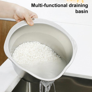 Rice Washer Strainer Bowl Stainless Steel Drain Basket for Rice Fruits Vegetables Kitchen Colander Sieve Tools