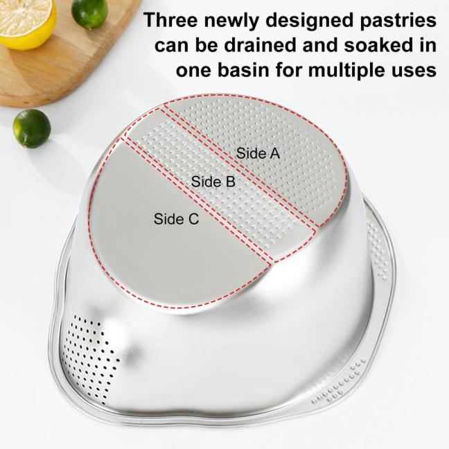 Rice Washer Strainer Bowl Stainless Steel Drain Basket for Rice Fruits Vegetables Kitchen Colander Sieve Tools